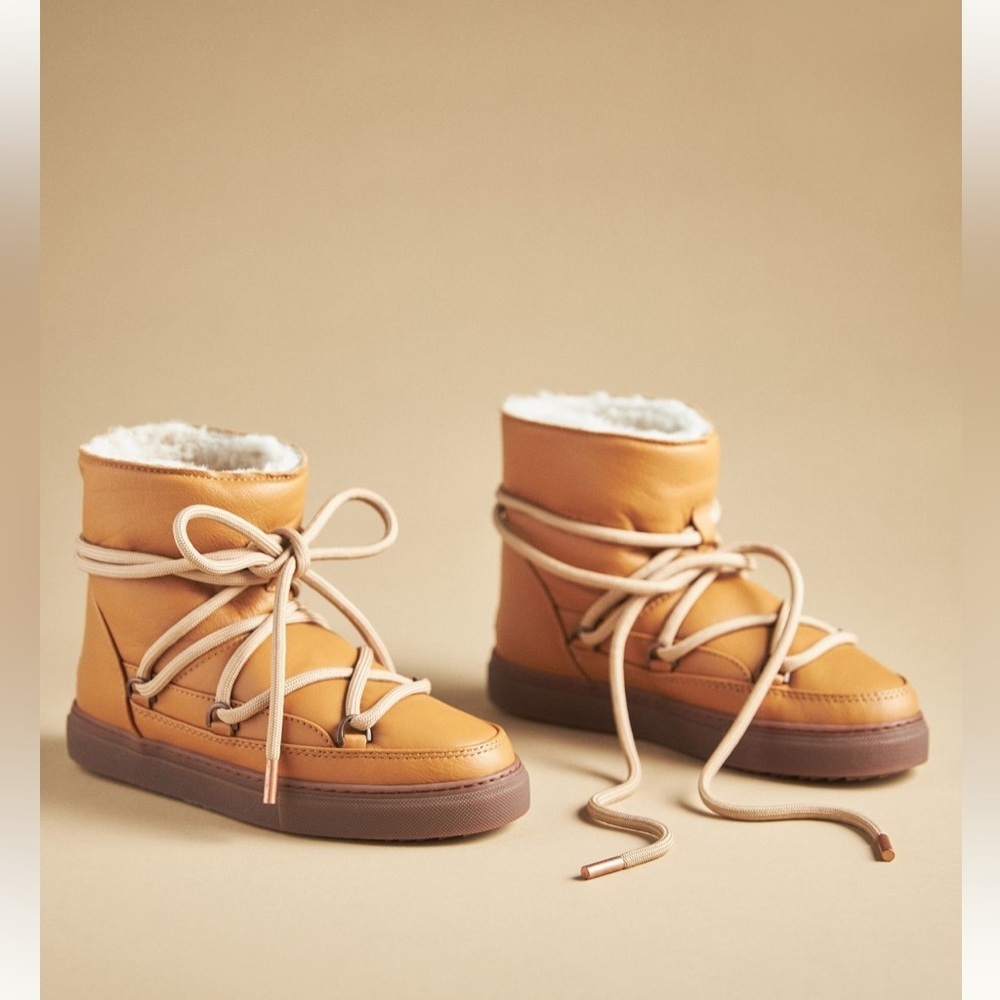 NWT Anthropologie INUIKII Napa Boots Leather Sneaker Genuine Shearling - Picture 3 of 13